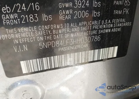 2017 Hyundai Elantra Se from USA, damaged, VIN 5NPD84LF3HH030786